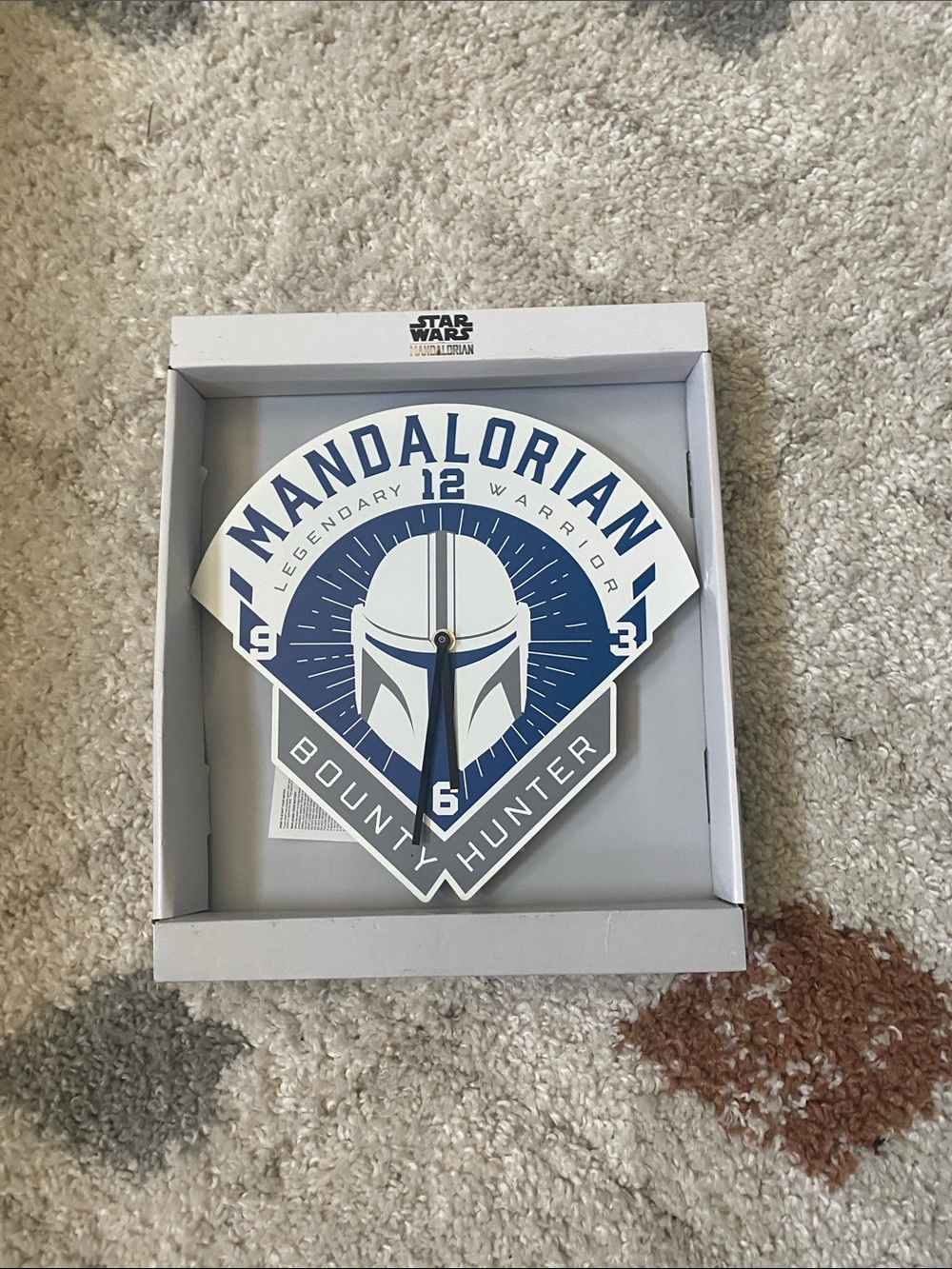 Star Wars Mandalorian Helmet Wall Clock - Blue & White
